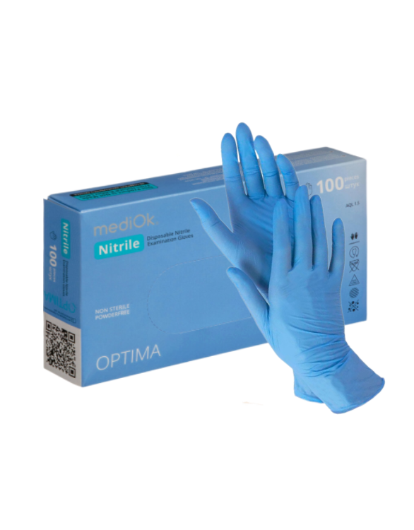 Перчатки нитриловые MediOK OPTIMA Голубые, размер M