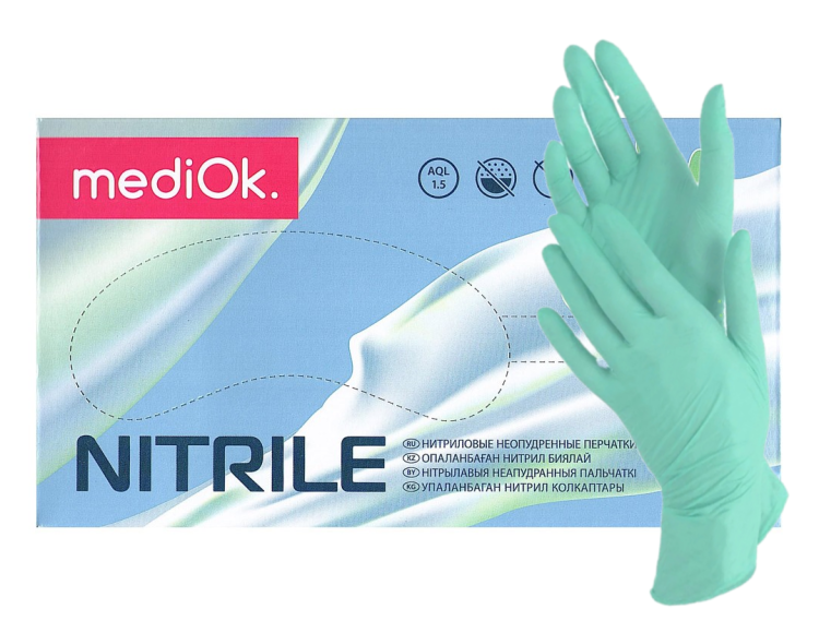Перчатки нитриловые MediOK MINT Мятные, размер S