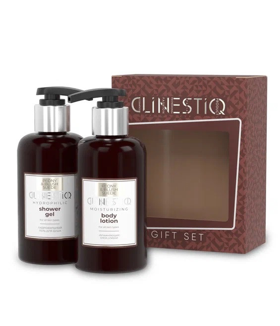 CLINESTIQ Набор средств по уходу за телом "Peony & Blush Suede" (гель- масло для душа + крем-сливки)