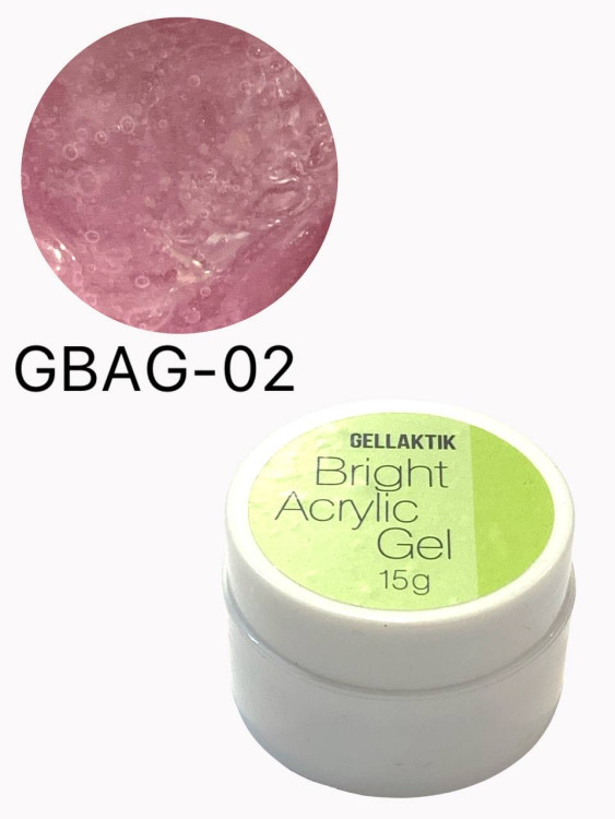 GELLAKTIK BRIGHT ACRYLIC GEL №02 кристально-розовый,15гр